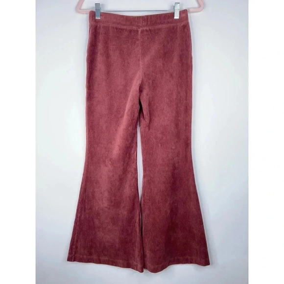 Daily Practice Anthropologie Corduroy Flare Pants Velour Burgundy Brown Size XS - Picture 5 of 11
